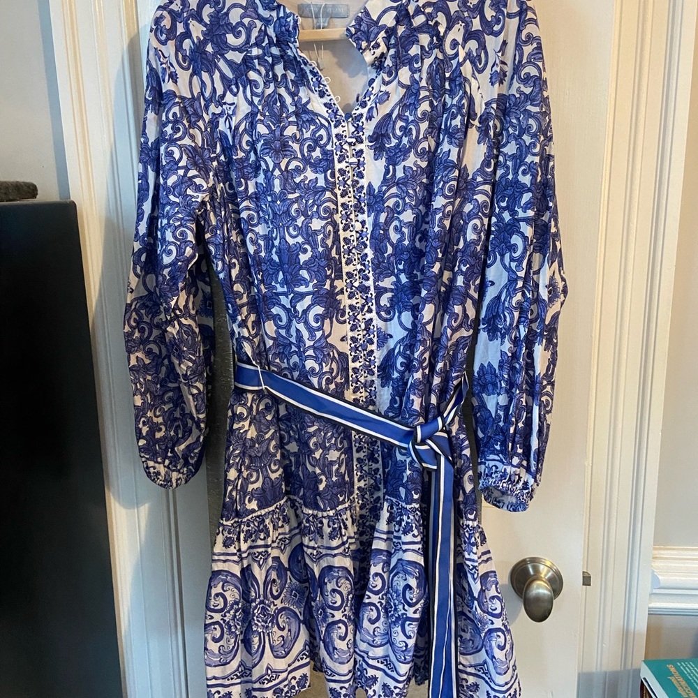 ANTONIO MELANI Blue and White Patterned Dress size 12
